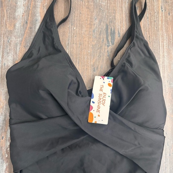NWT Enjoy the Sunshine Elegant Black One-Piece Swimsuit - Picture 3 of 8